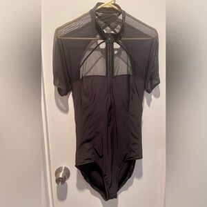 Magic Suit Kylie one-piece Black Sheer-Mesh Swimsuit/Bodysuit Front Zip Size 18